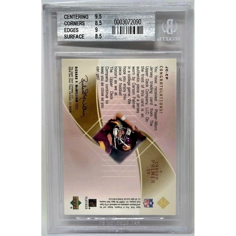 2003 Upper Deck Pros & Prospects -Gameday Jerseys Carson Palmer Gold /50 BGS 8.5
